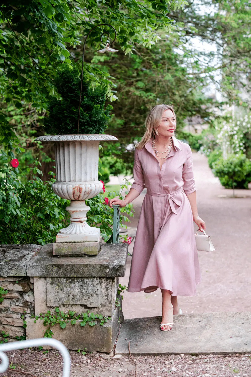 Anna Bey s Signature Shirt Dress in Dusty Pink Anna Bey Shop