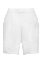 Back of relaxed linen shorts in white